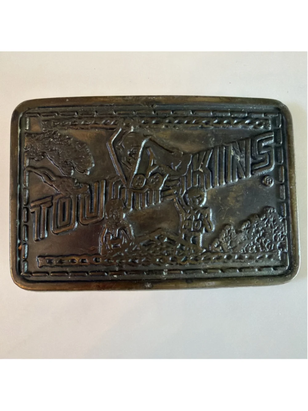 VINTAGE 1970’s TOUGHSKINS CHILDREN'S CLOTHING JEANS BRASS BELT BUCKLE